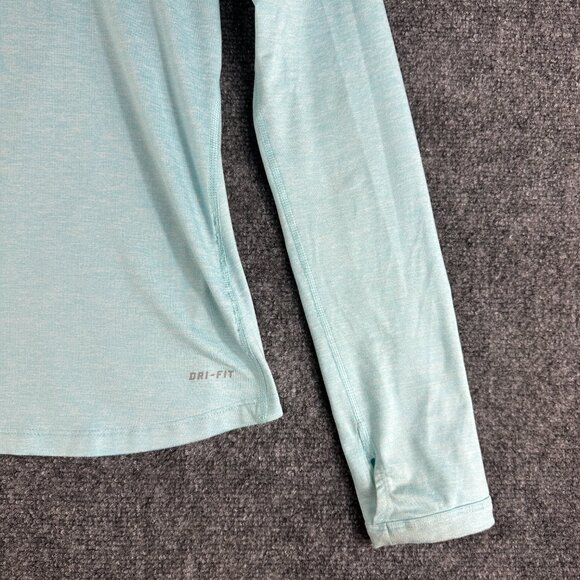 Nike Running Top Womens Small 1/4 Zip Dri Fit Blue Stretch Thumb Holes - Picture 9 of 11